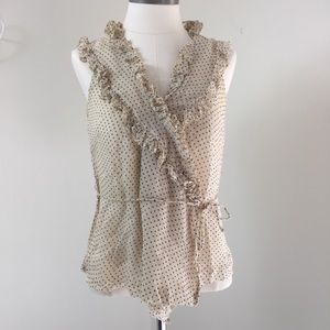 J Crew 100% Silk Polka Dot Size 4 Wrap Blouse